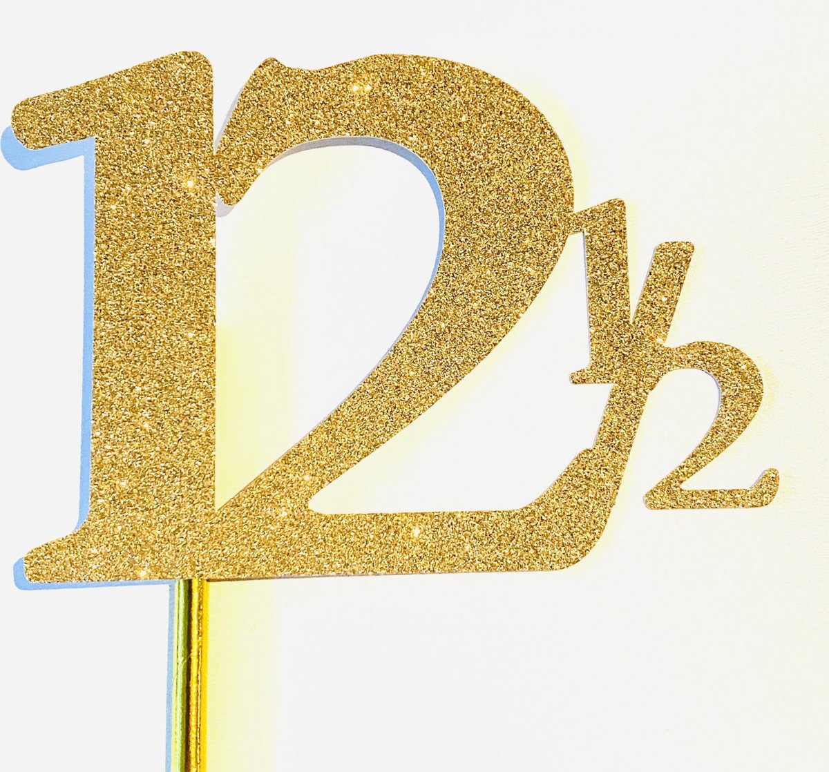 Taarttopper| Cake topper | Taartversiering| Verjaardag| Cijfers | 12,5 | Goud glitter|14 cm| karton